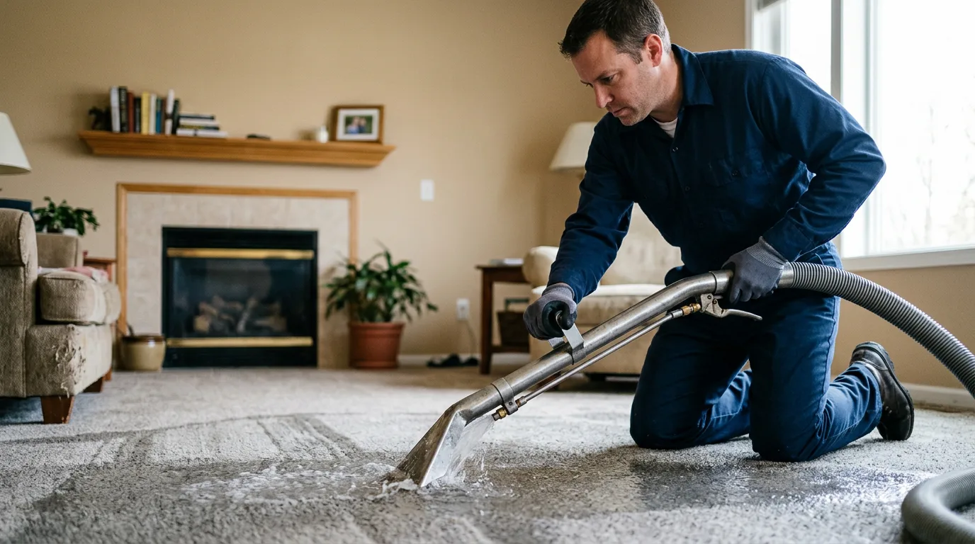 Water damage restoration technician working near Newbury, OH